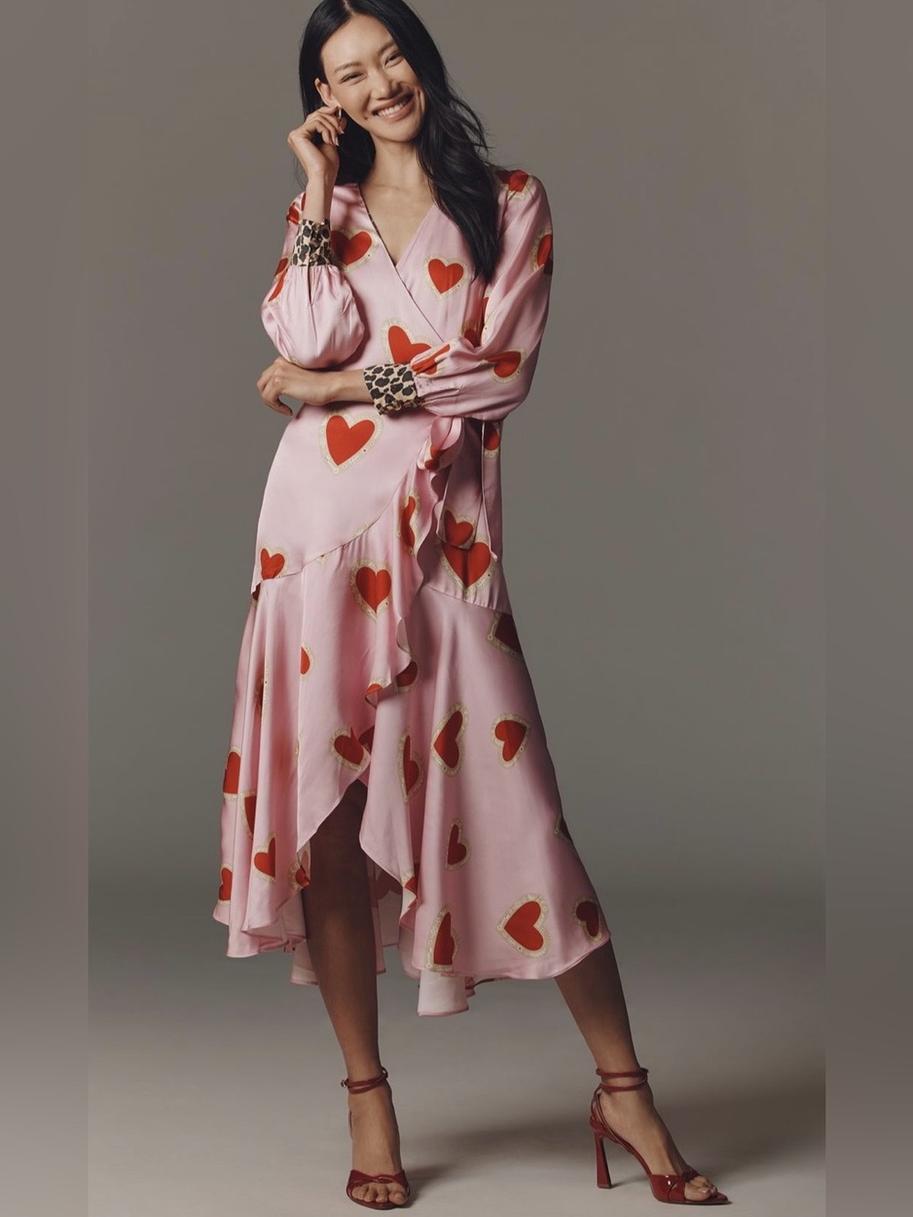 NWT NEVER FULLY DRESSED BY ANTHROPOLOGIE MESH HEART WRAP MAXI DRESS SZ 6P